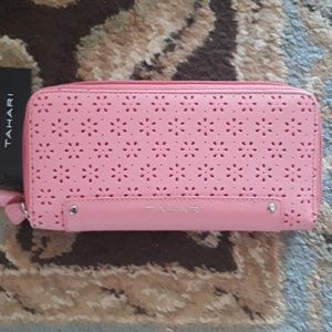 Tahari double zippered two sided deep pink wallet!